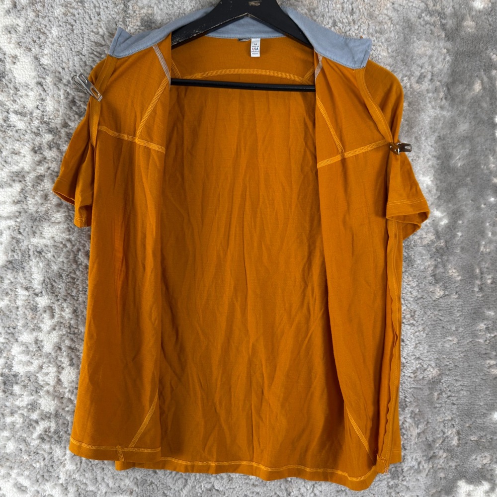 iBex Size M Full Zip Merino Wool Cycling Jersey Orange Short Sleeve Women - Picture 3 of 7